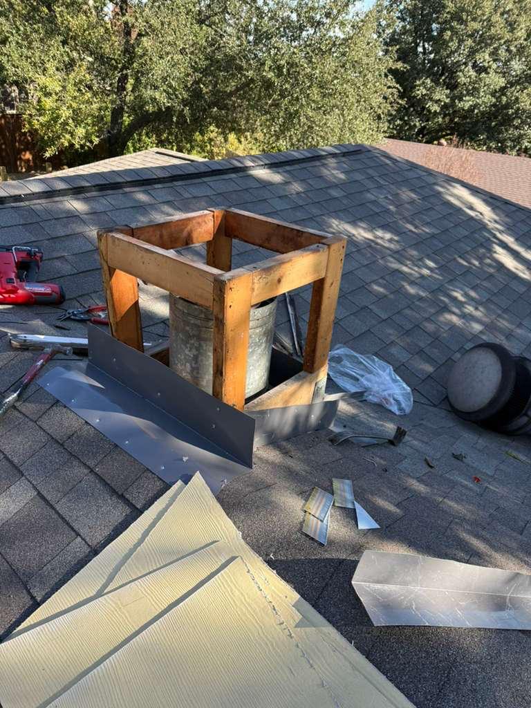 Chimney chase framing during a TX Star service visit