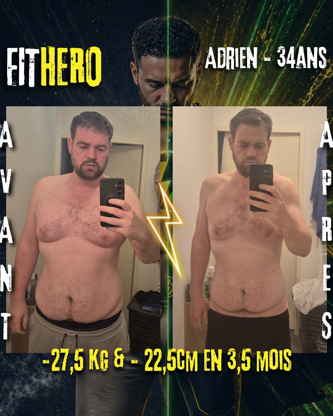 Avant-après Adrien - Transformation FIT HERO