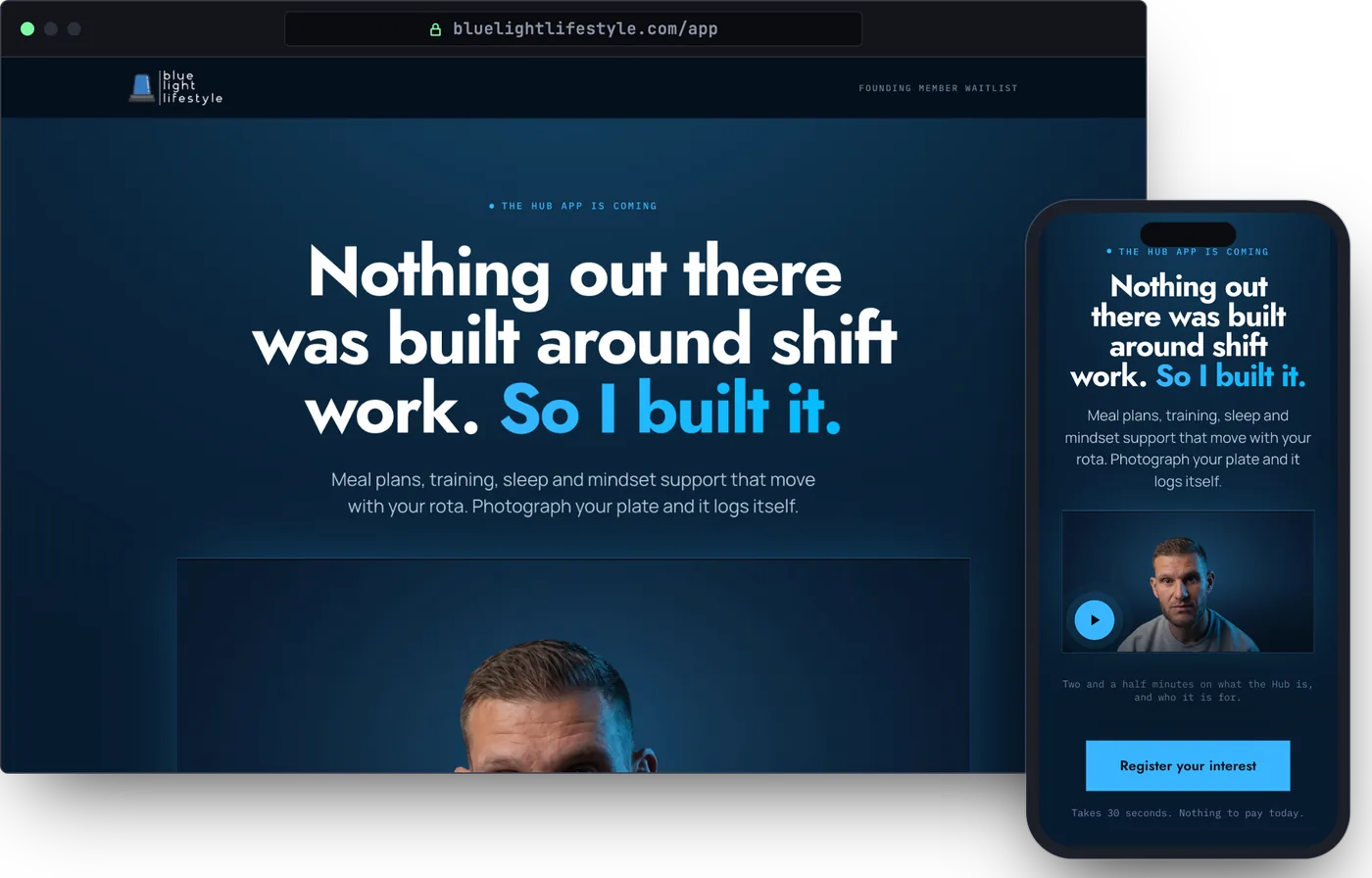 The Blue Light Lifestyle website on a laptop and a phone