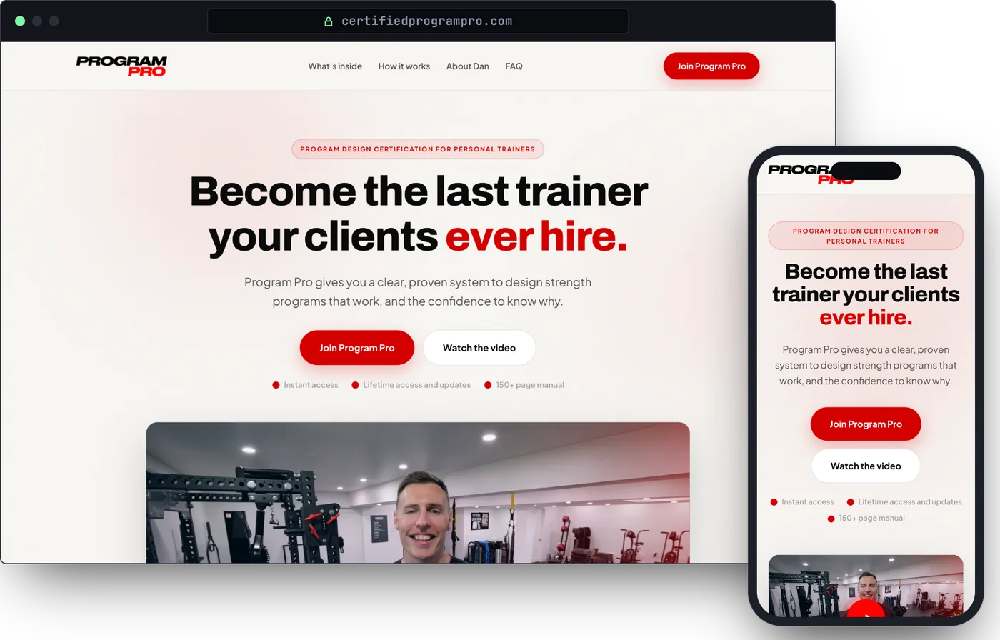 The Program Pro website on a laptop and a phone