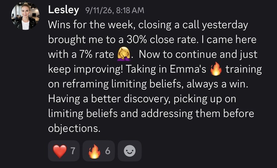 Lesley: From a 7% to a 30% close rate