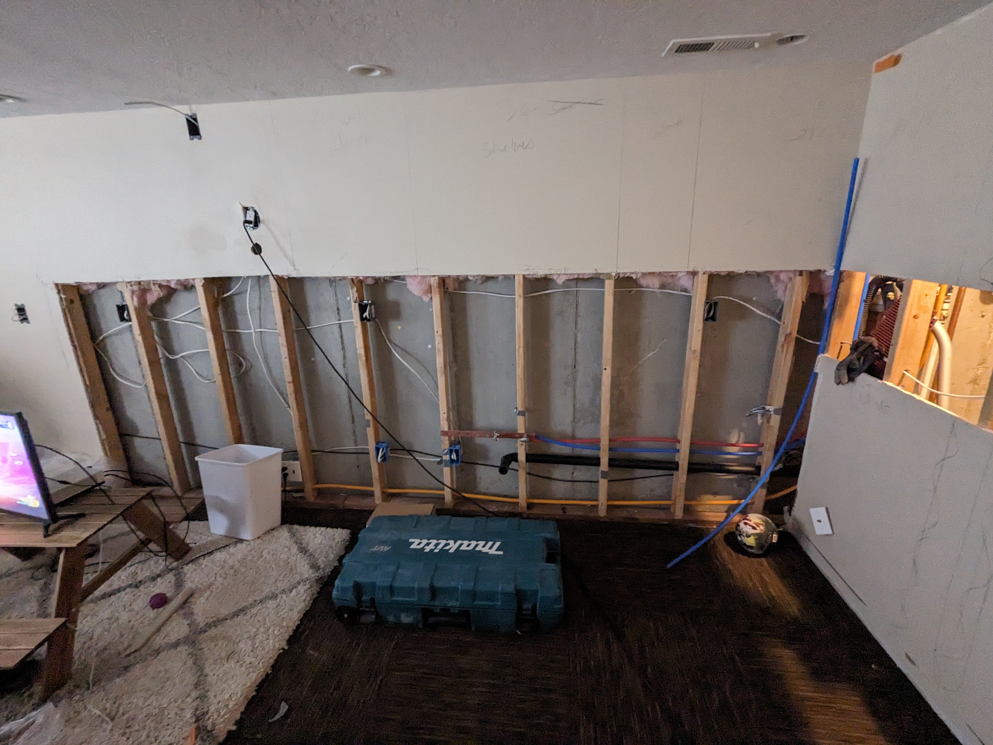 Basement kitchenette area before finishing