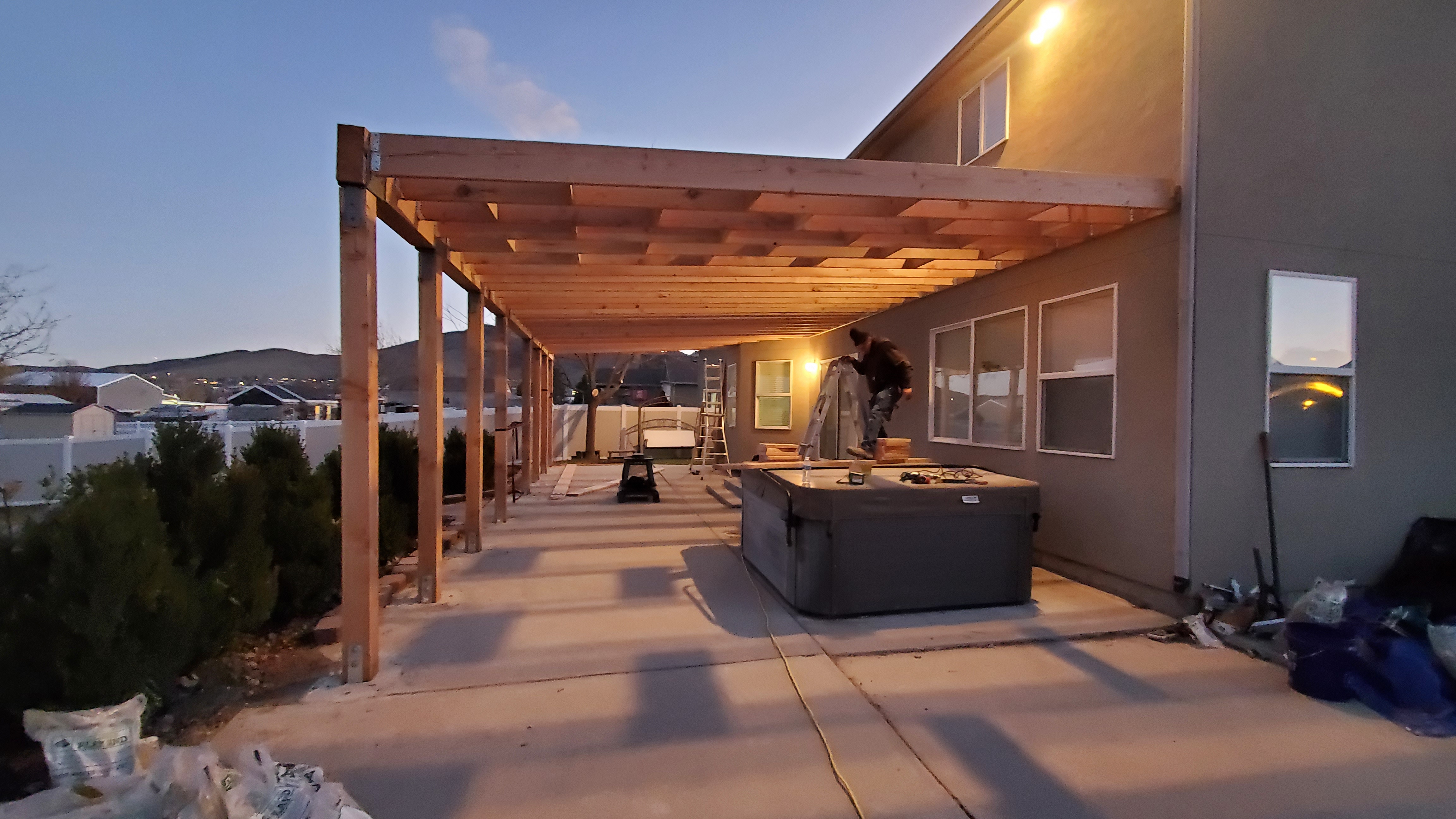 Residential patio cover construction in progress