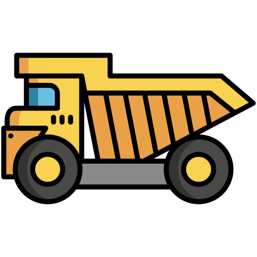 Loaded dump truck — hauling in