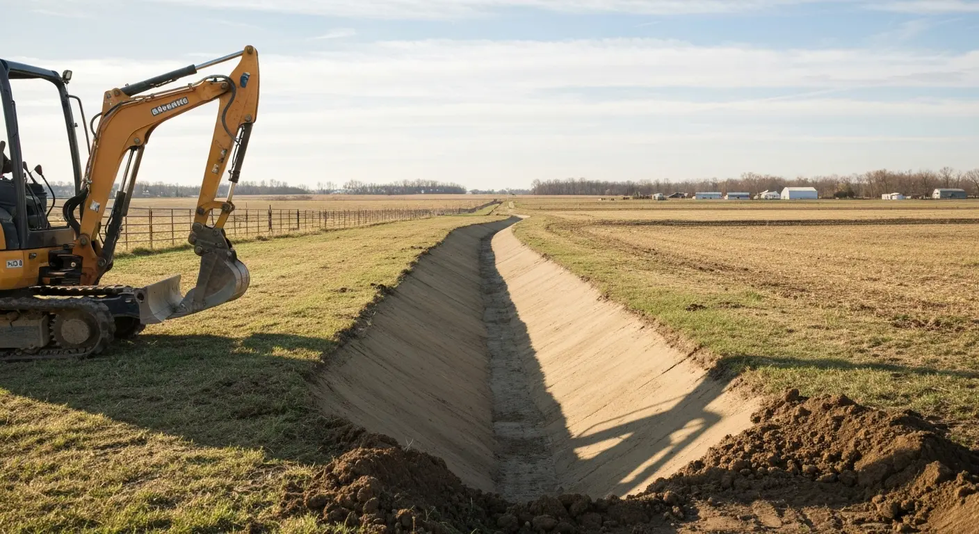 Drainage ditch and swale excavation