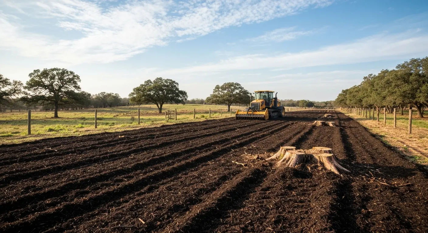 Land clearing with mulching equipment