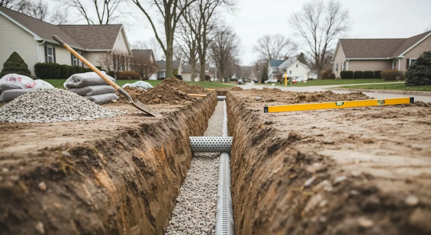 French drain installation