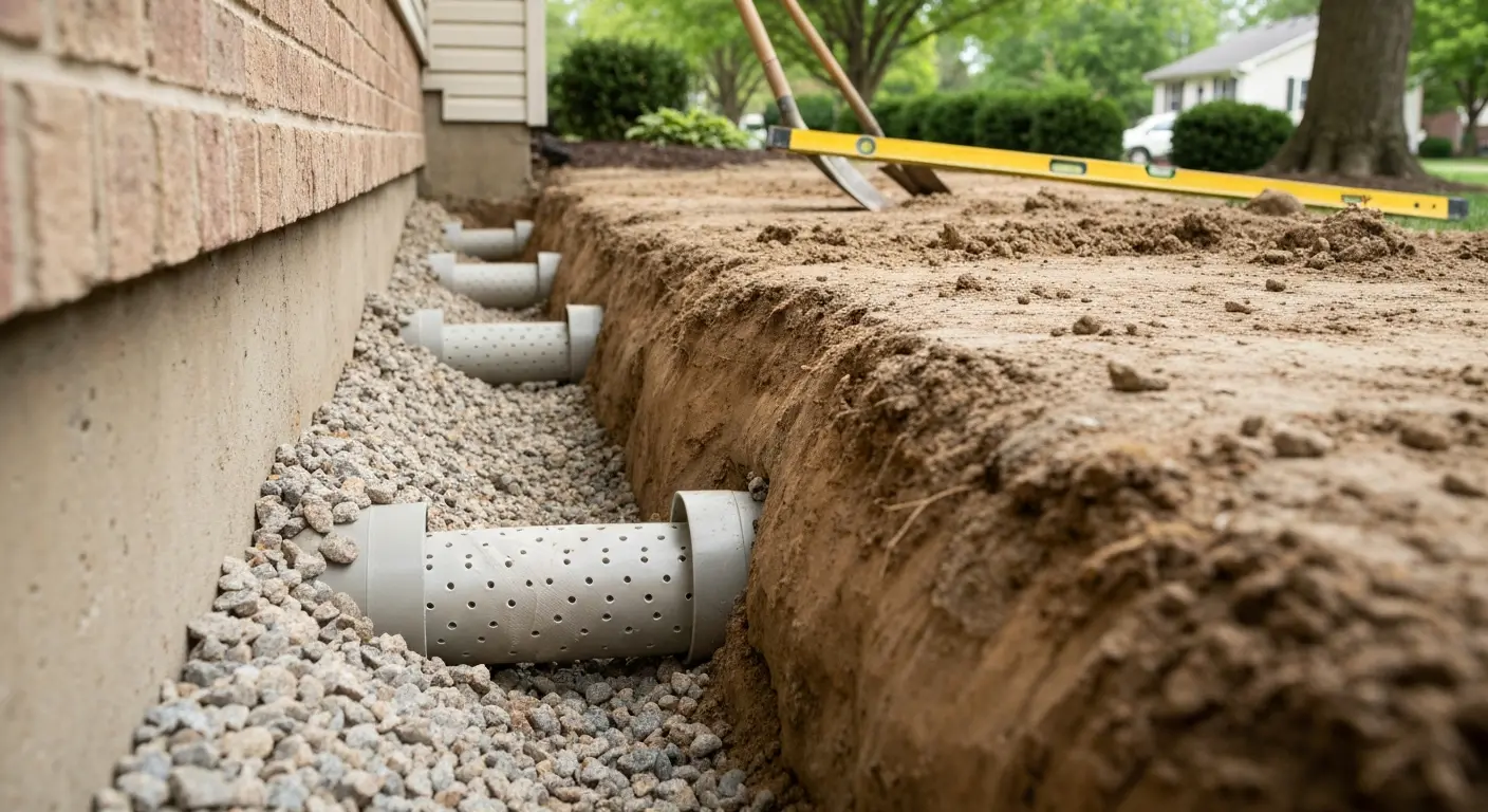 French drain installation