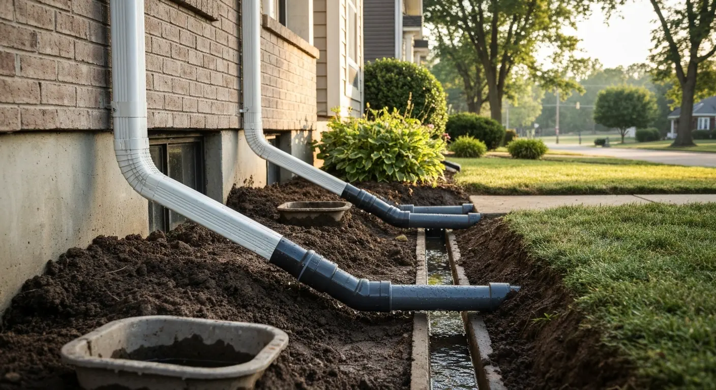 Downspout extensions and catch basins