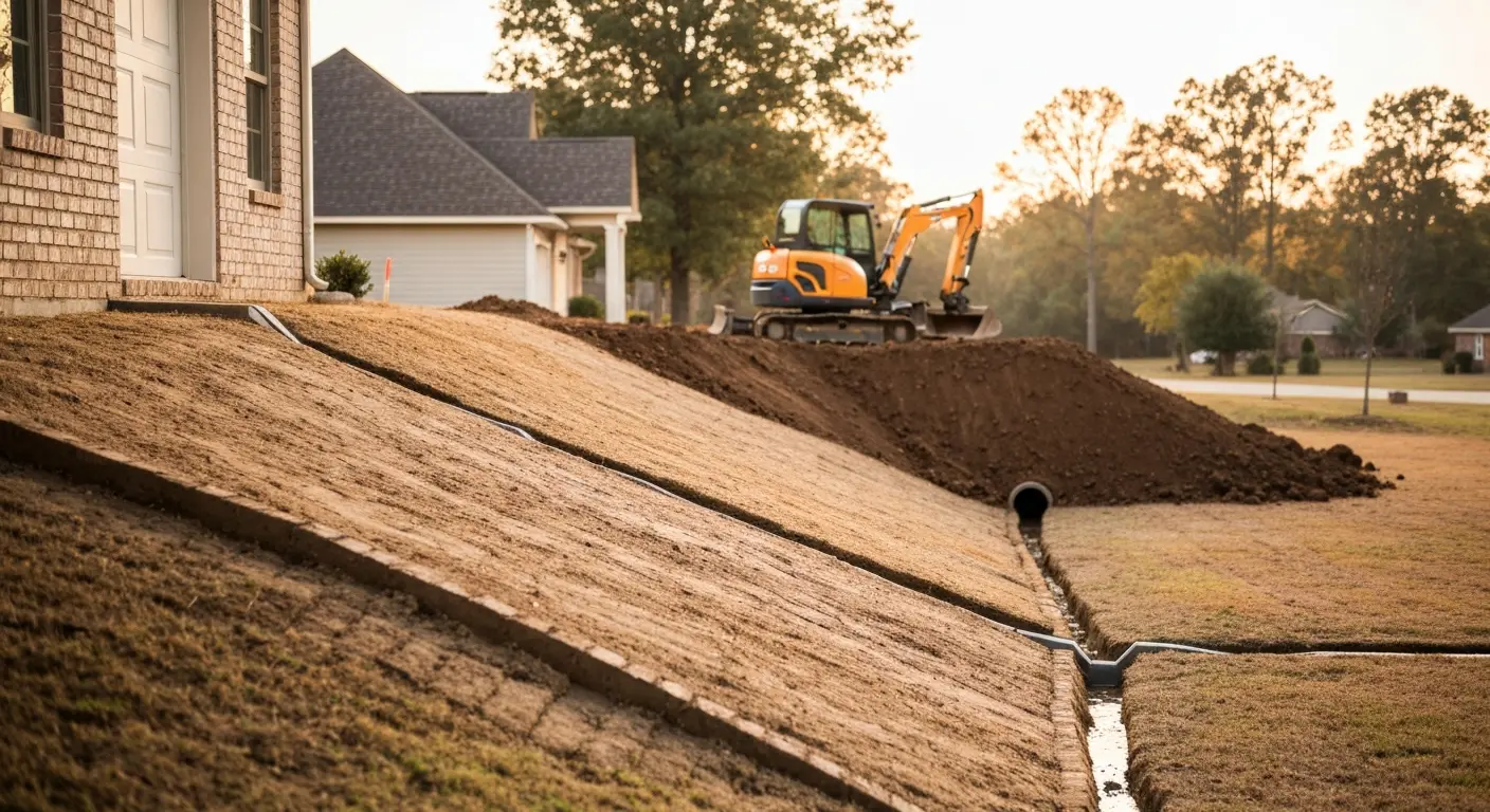 Proper grading and drainage slope