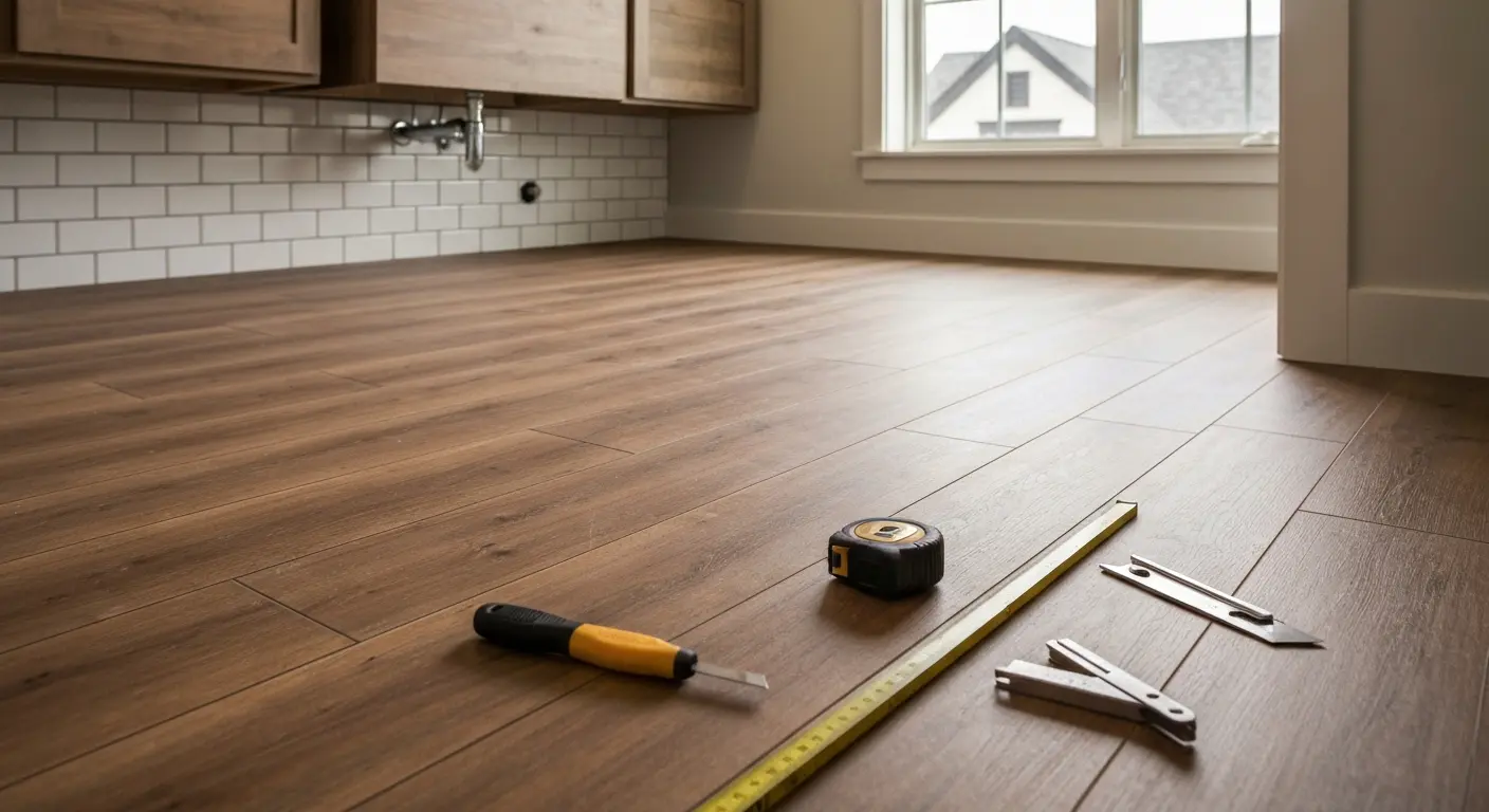 Luxury vinyl plank bathroom floor