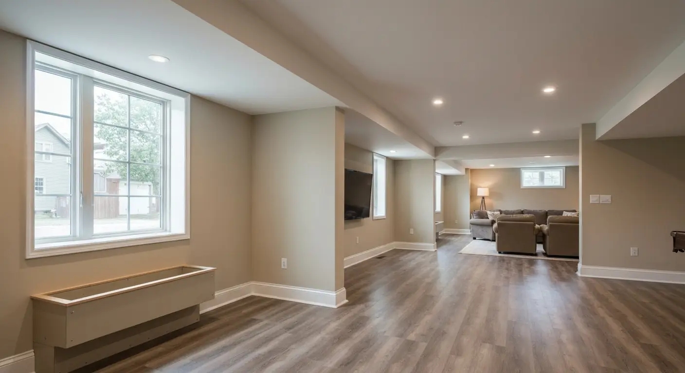 Finished basement with rec area