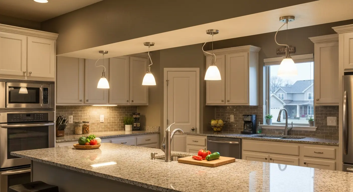 Task lighting over kitchen counter