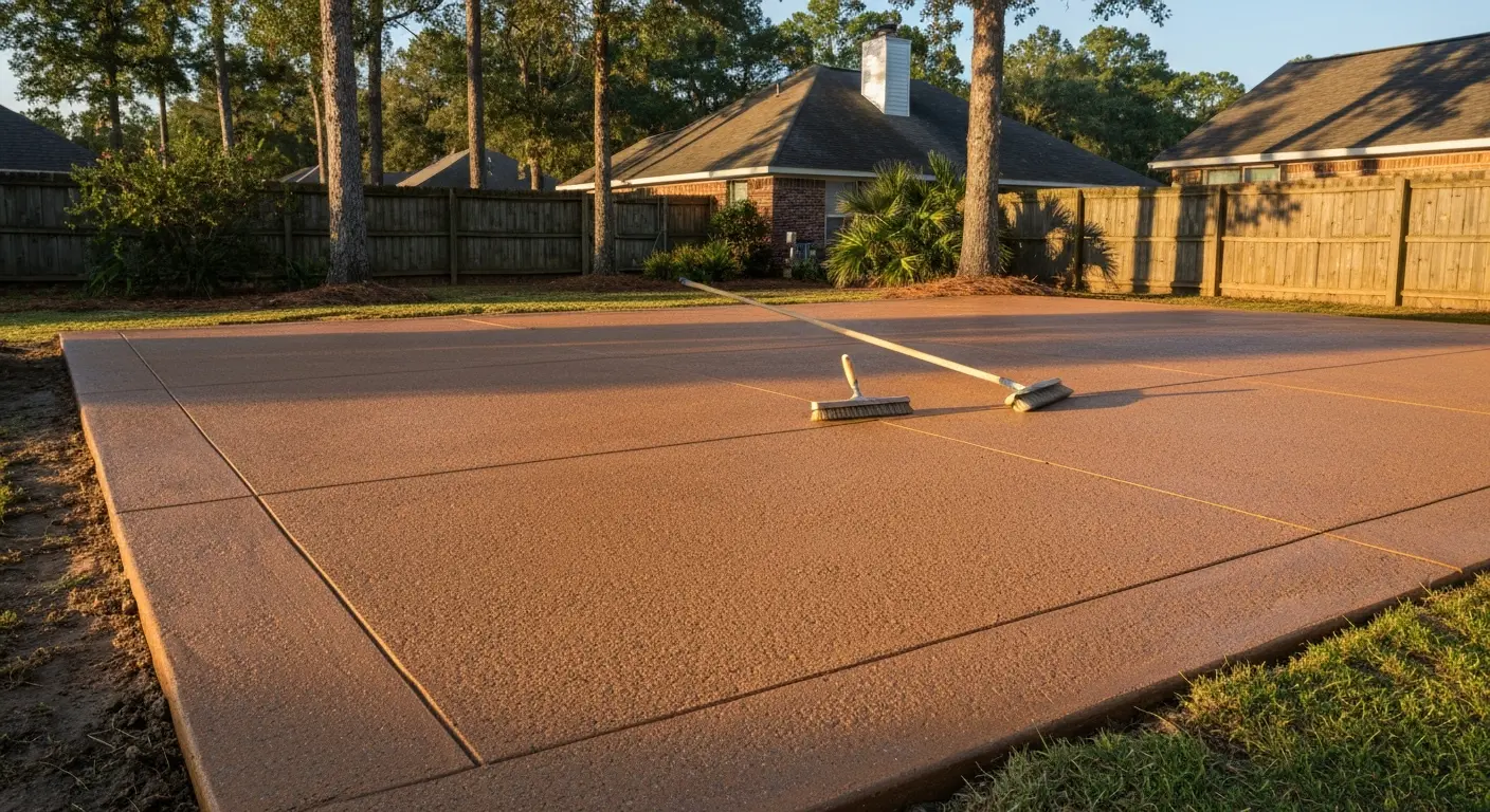 Colored concrete patio