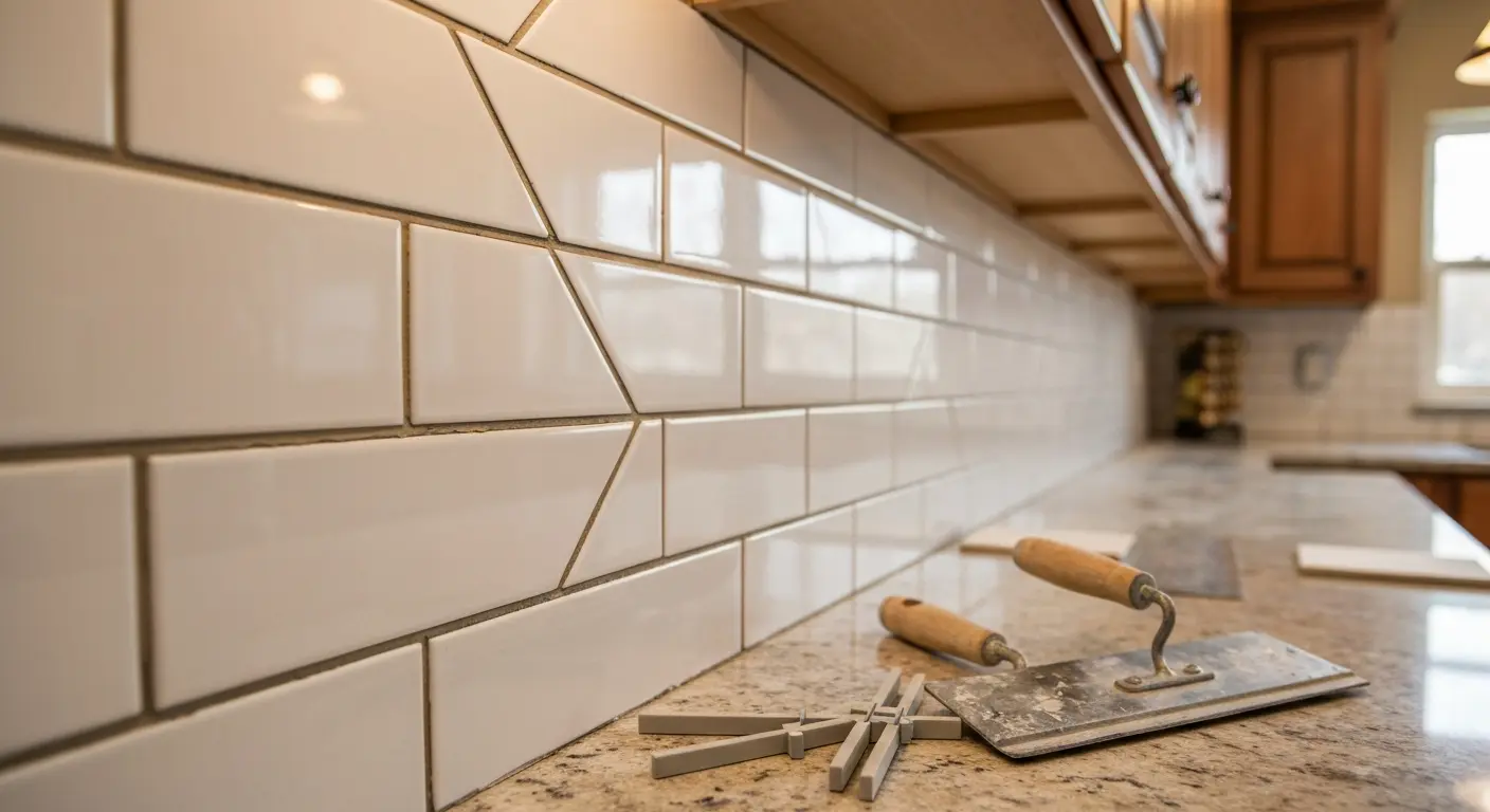 Tile backsplash installation