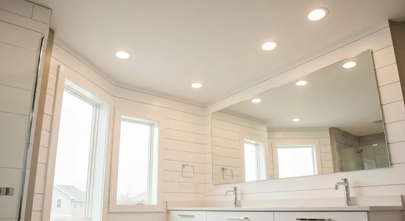 Recessed ceiling lights in bathroom
