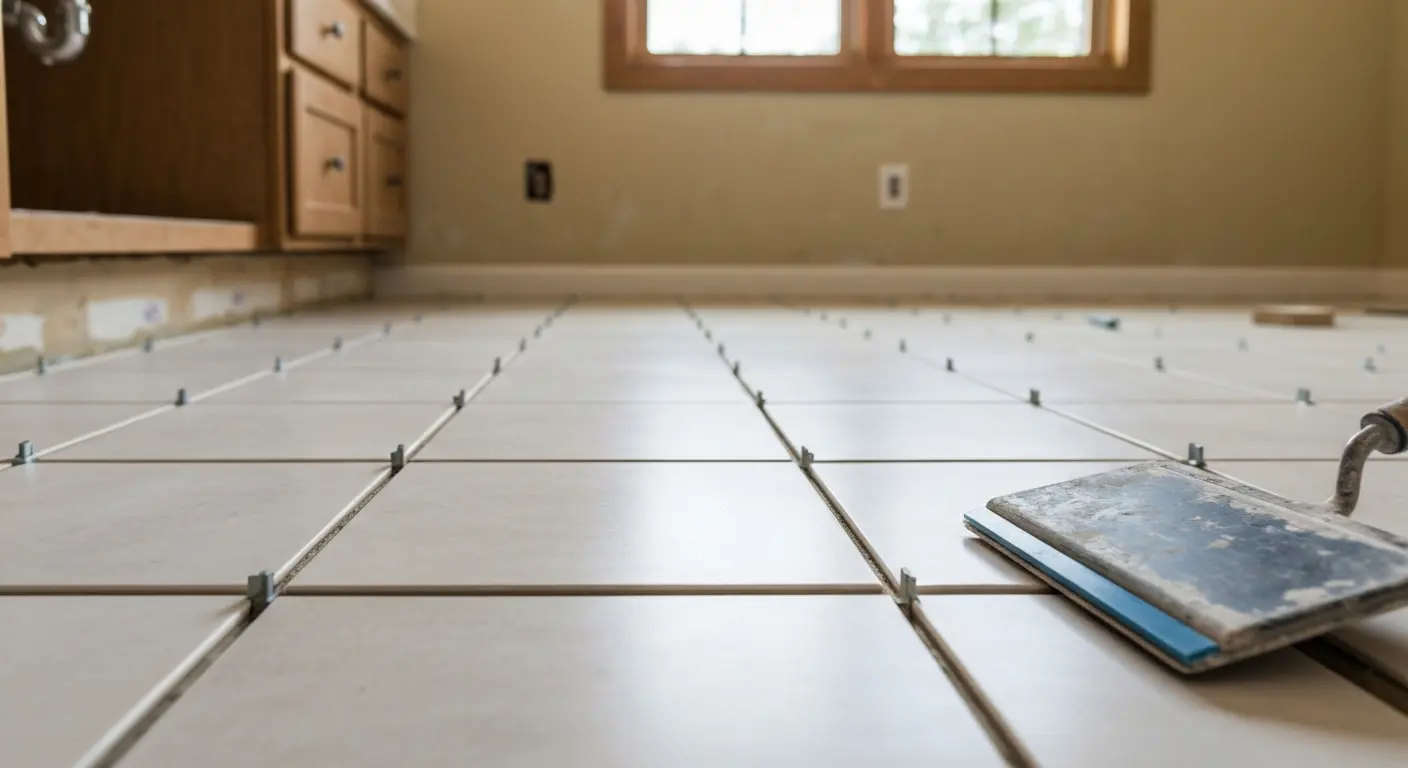 Ceramic tile bathroom flooring