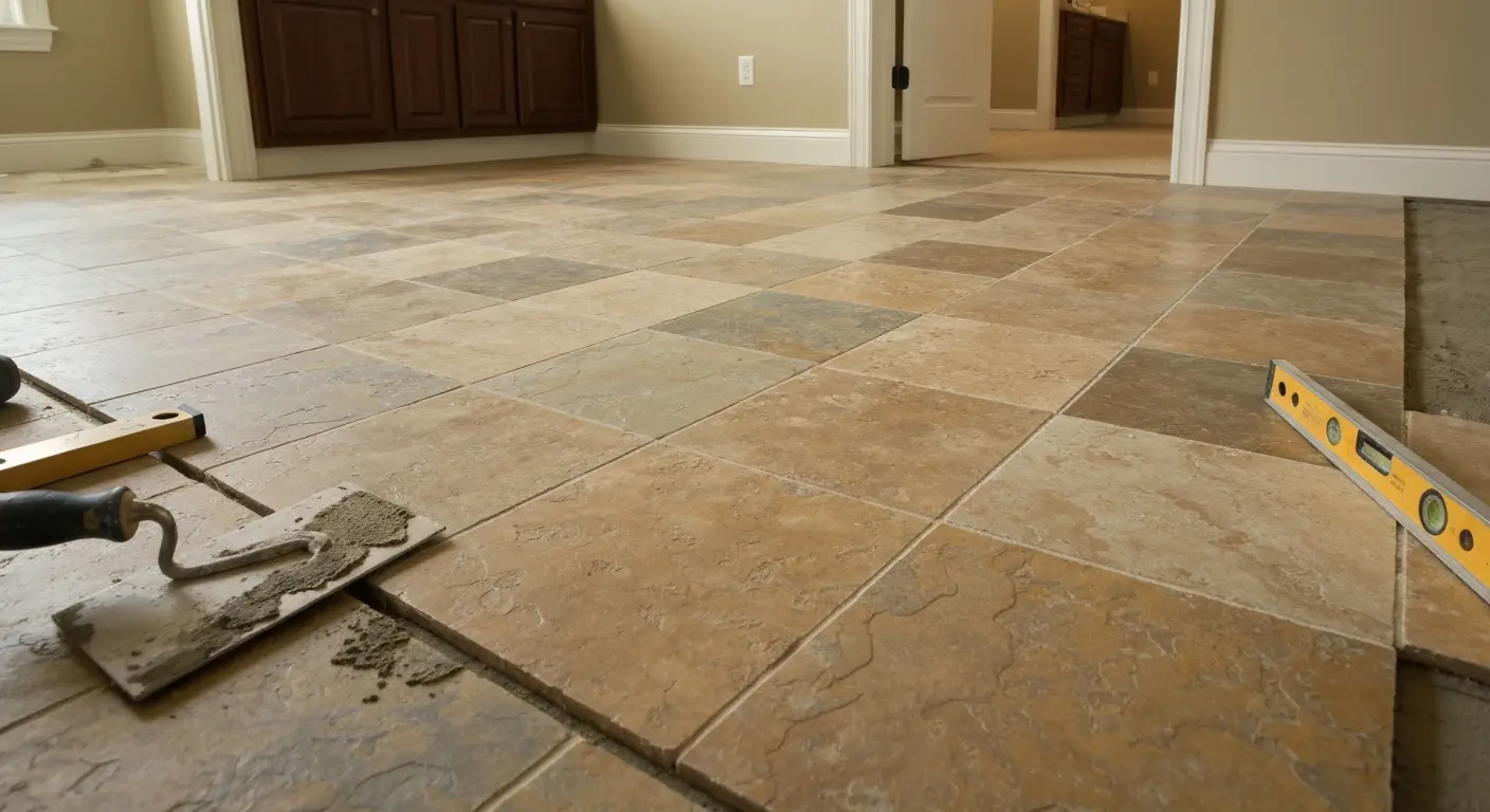 Natural stone tile bathroom flooring