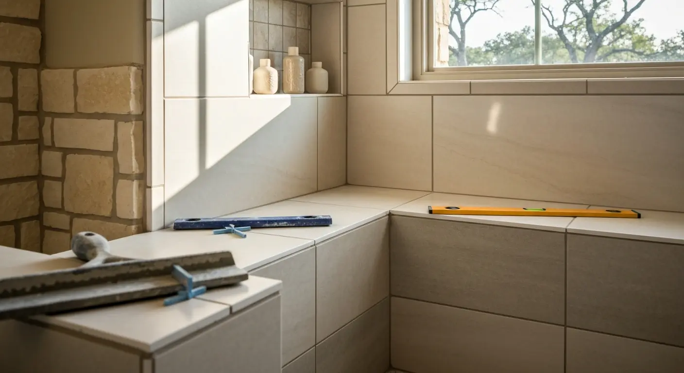 Shower niche and bench tile installation