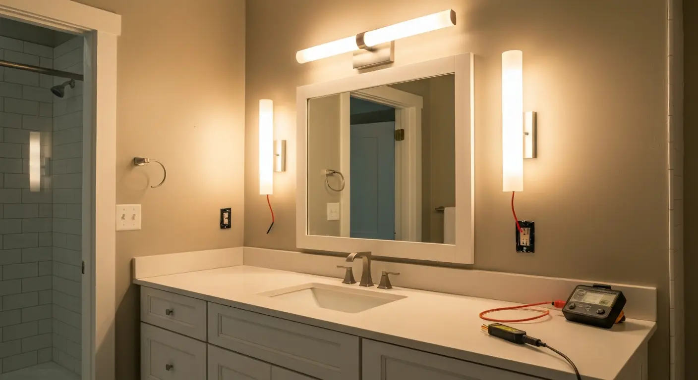Bathroom vanity lighting installation