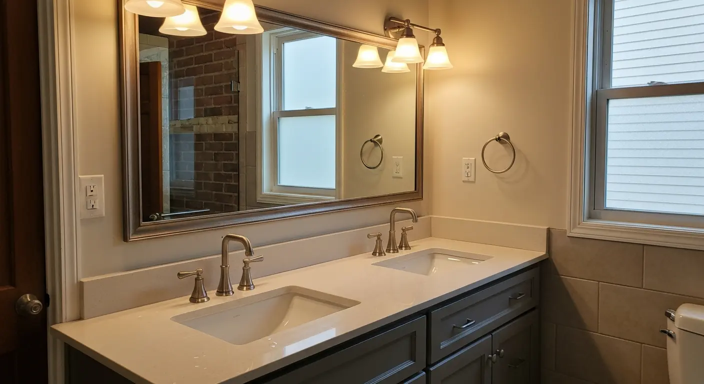 Bathroom vanity with lighting fixtures