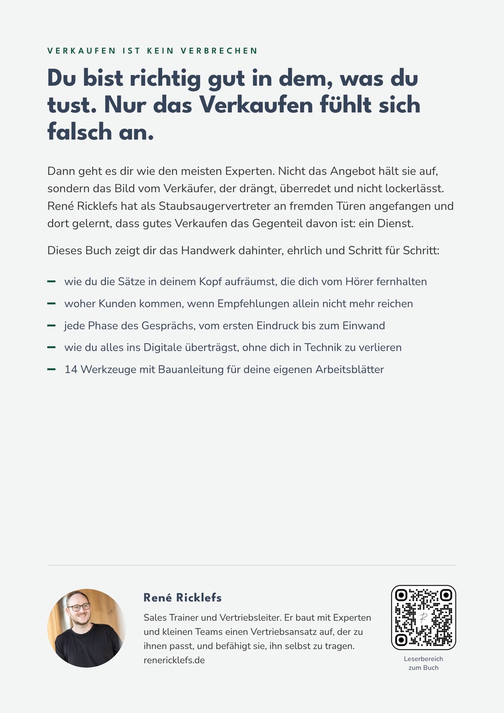 Rückseite des Buchs mit Inhaltsübersicht