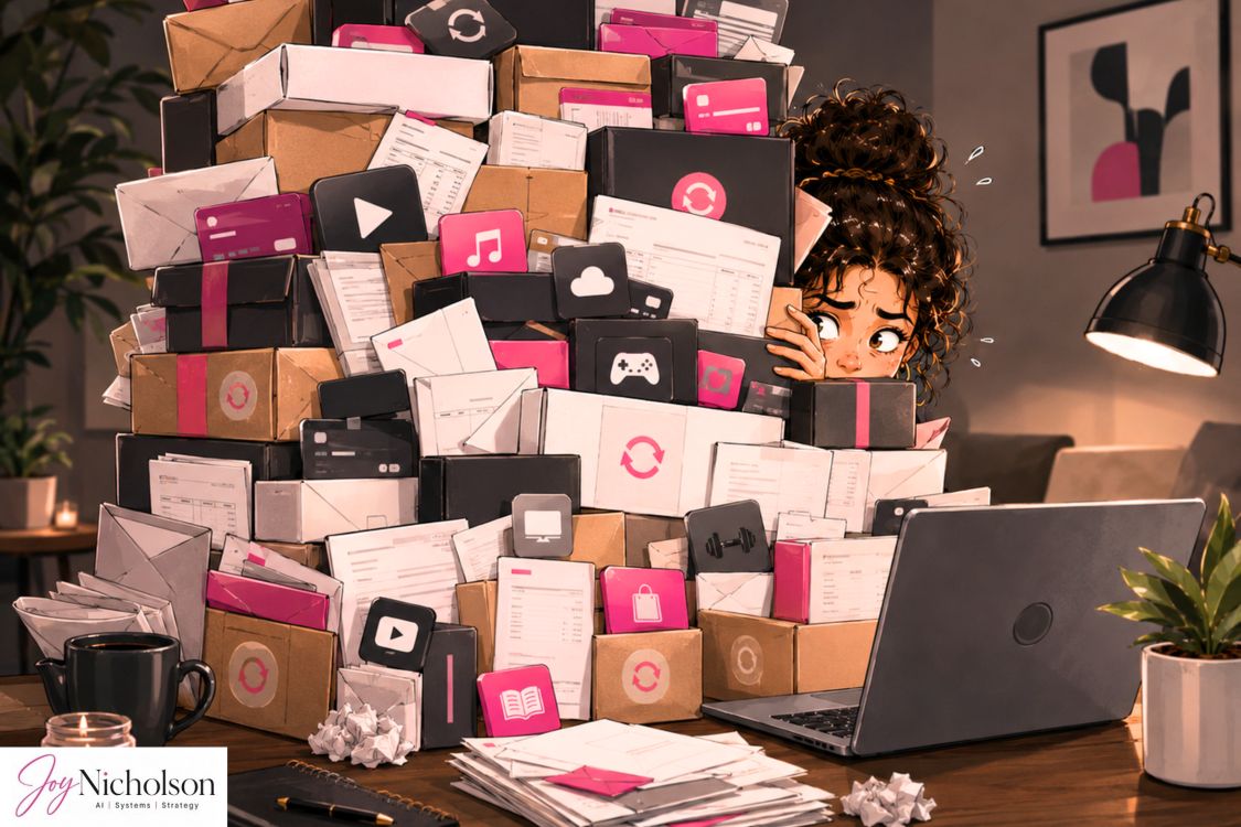 a woman hiding behind a stack of boxes 