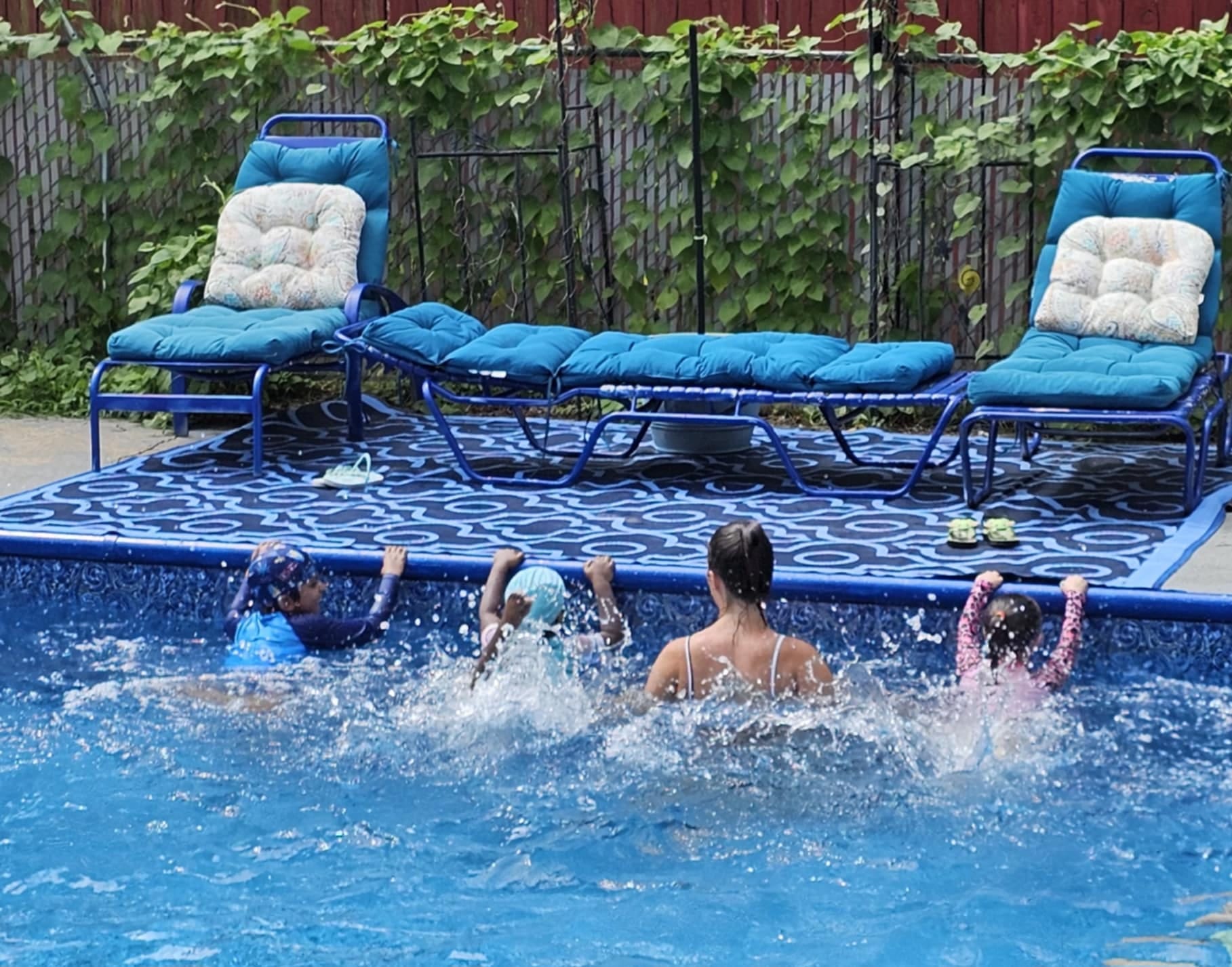 Swim instructor with child