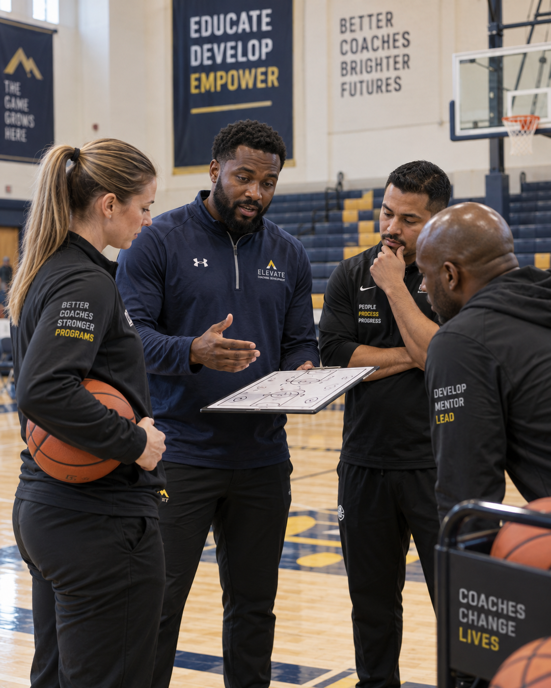 Athletic coaches collaborating during a coaching development session
