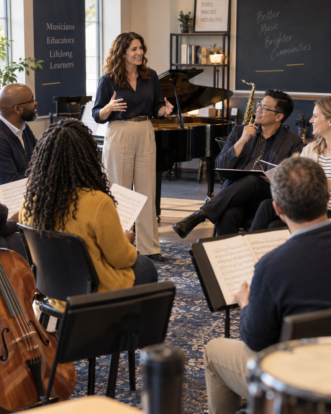 Music educators in a collaborative workshop setting
