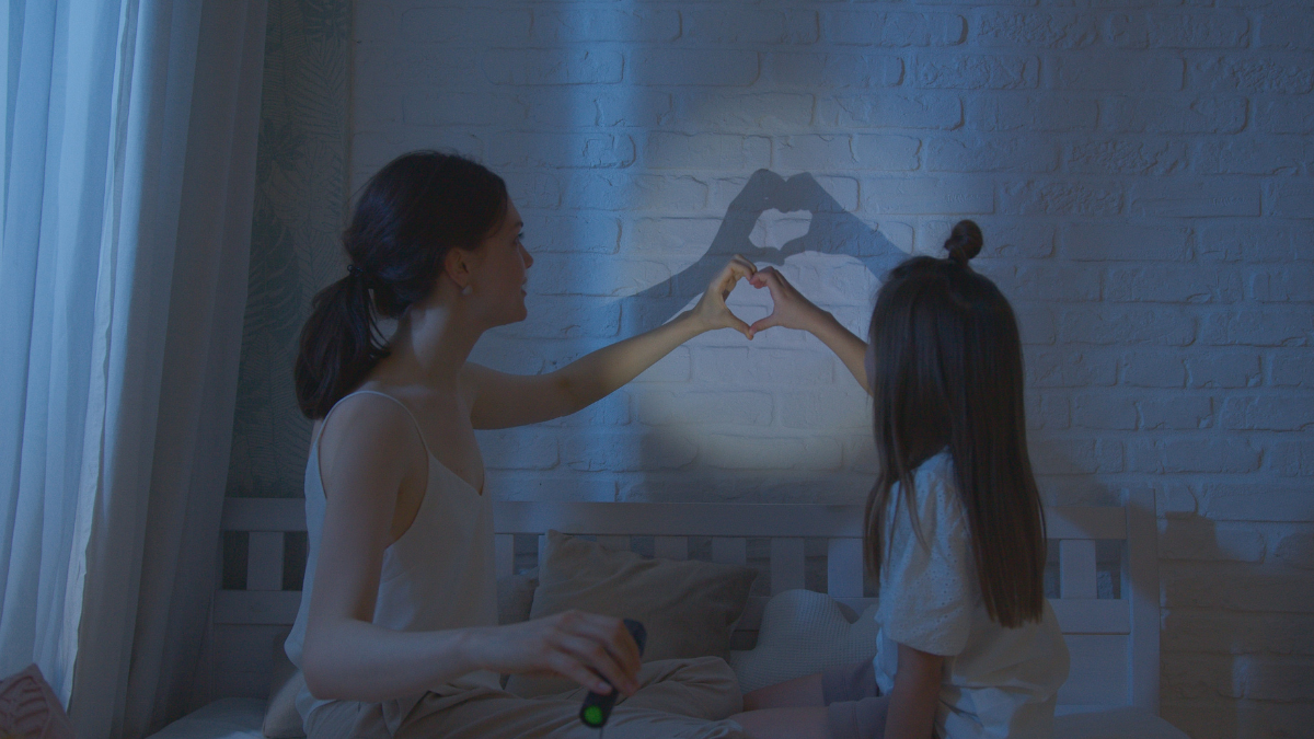 A sweet, present moment between mom and child.