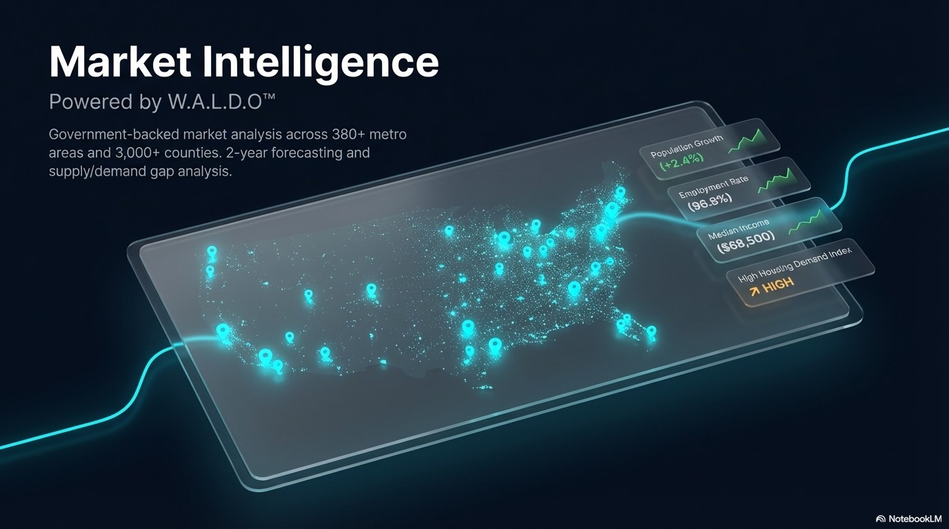 Market Intelligence powered by W.A.L.D.O™ — Government-backed analysis across 380+ metro areas