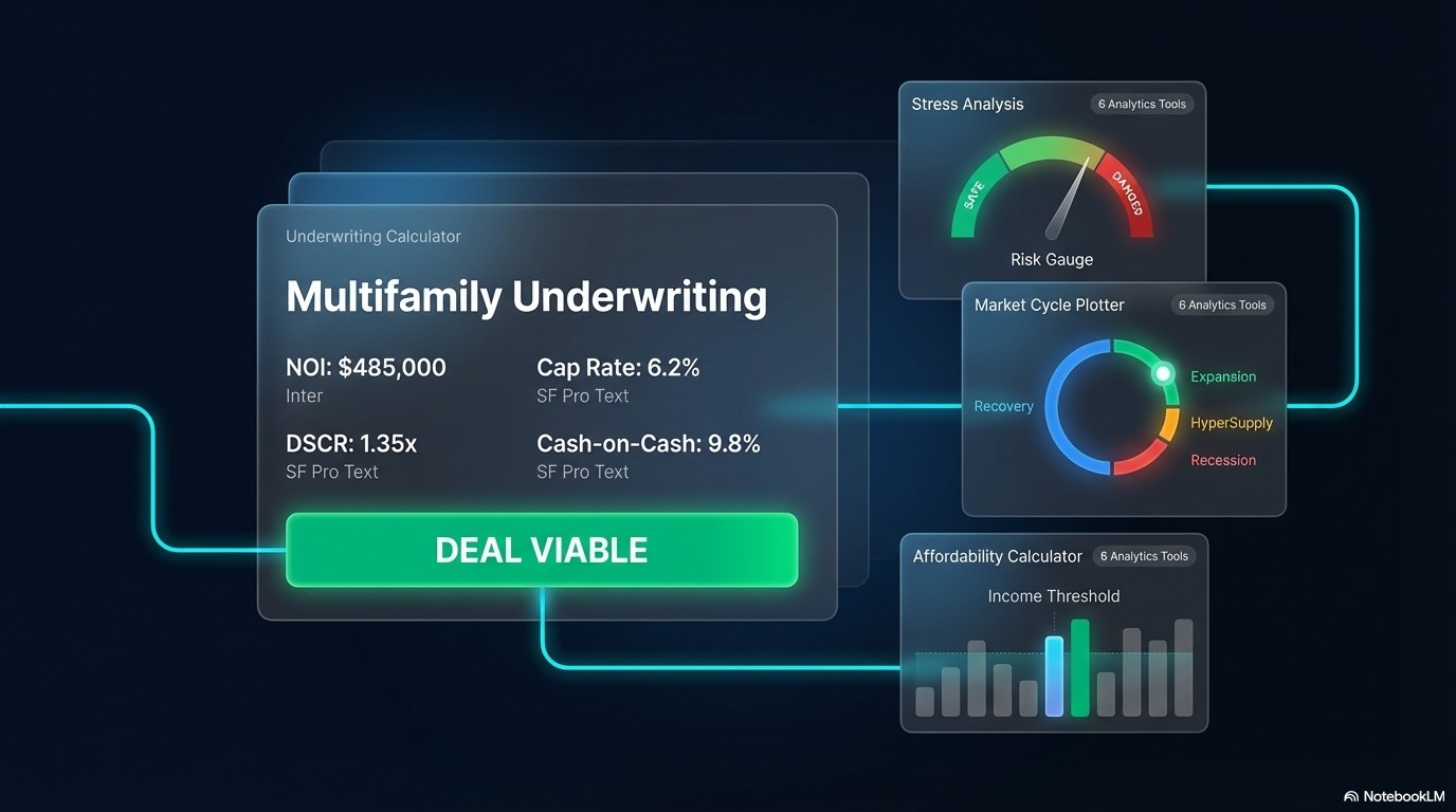 Multifamily Underwriting — NOI, Cap Rate, DSCR, Cash-on-Cash analysis with Deal Viable indicator