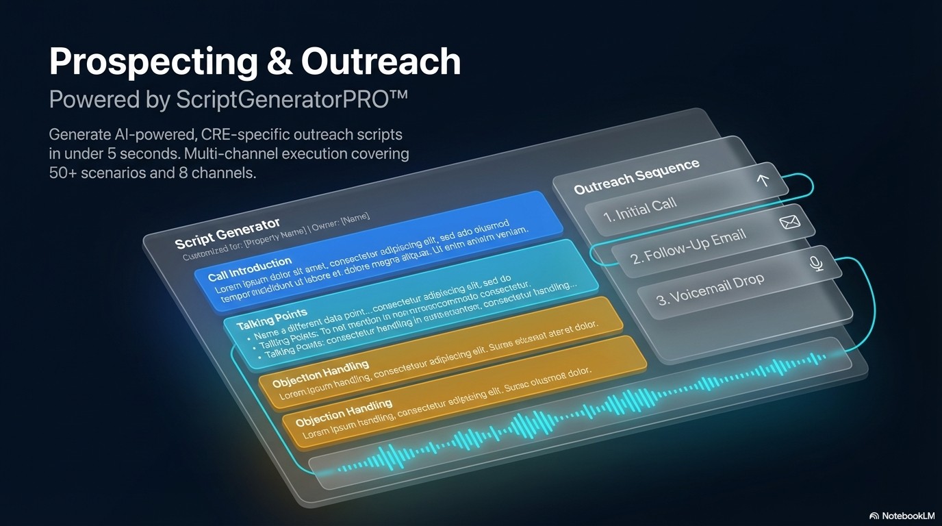 Prospecting and Outreach powered by ScriptGeneratorPRO™ — AI-powered CRE scripts in under 5 seconds
