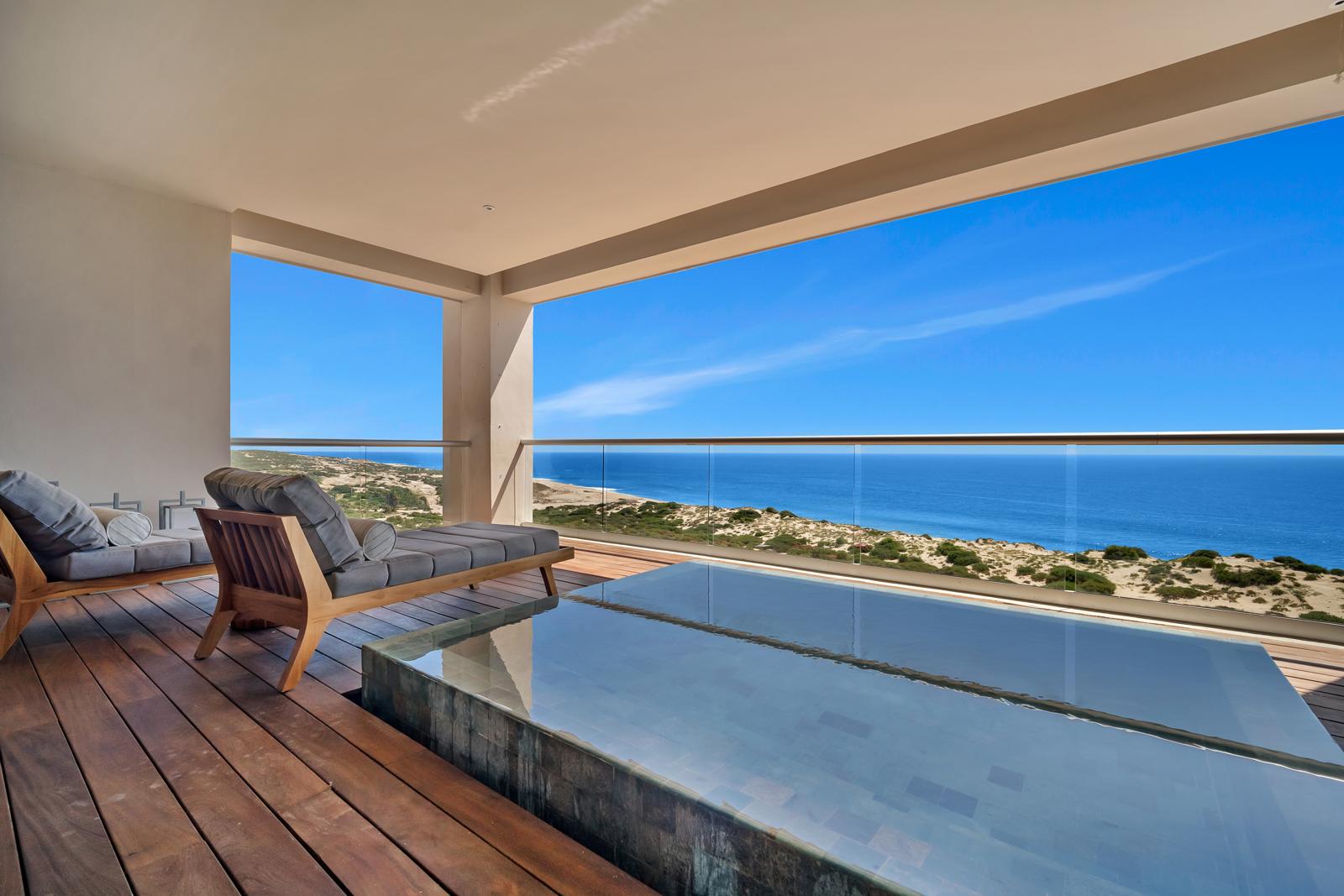 Estate terrace with plunge pool and ocean view