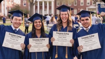 Graduates holding their diplomas