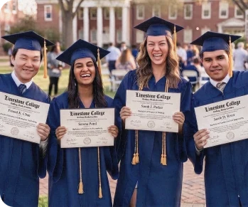Graduates holding their diplomas