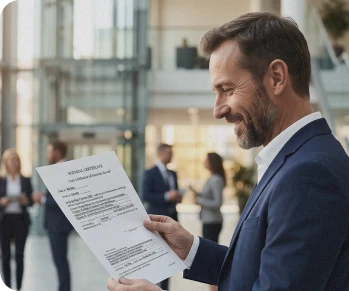 Businessman reviewing corporate documents