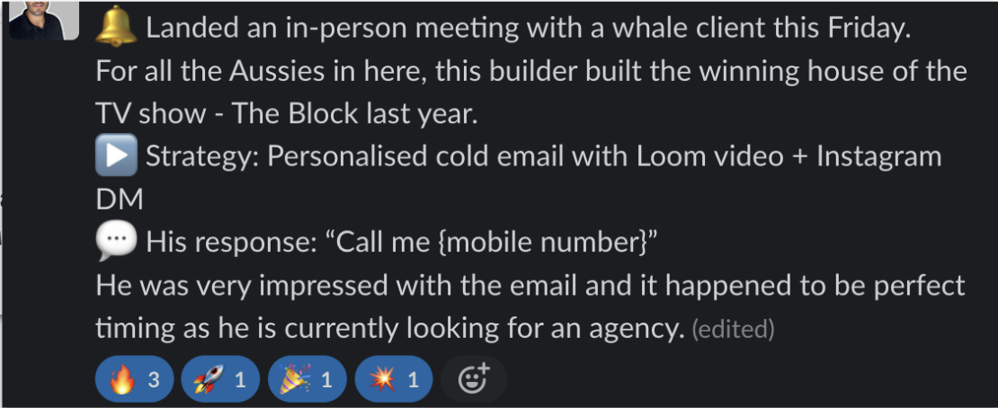 Landed in-person meeting with a whale client via personalised cold email