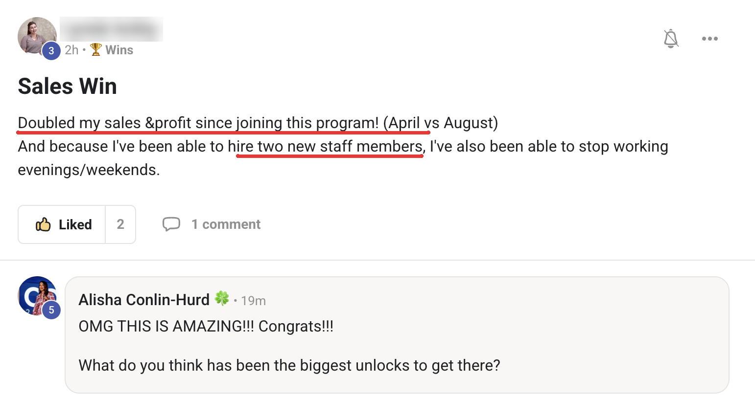 Community post: Doubled my sales and profit since joining this program, hired two new staff members