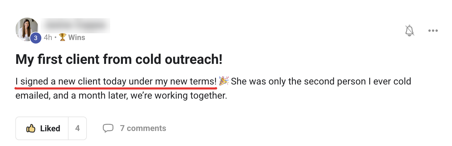 Community post: My first client from cold outreach