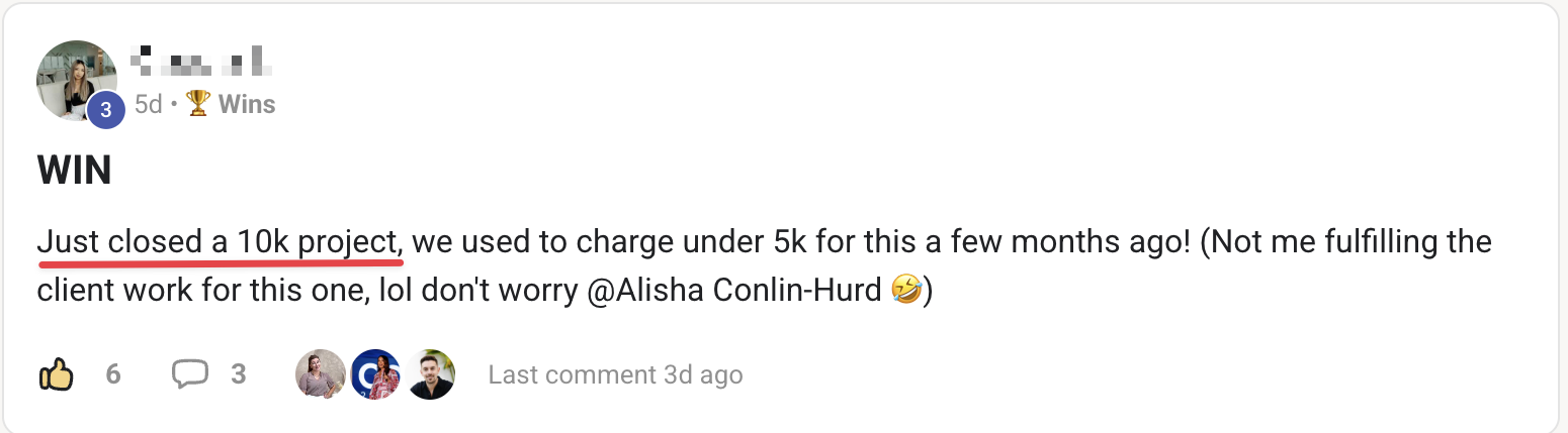 Community post: Just closed a 10k project, we used to charge under 5k