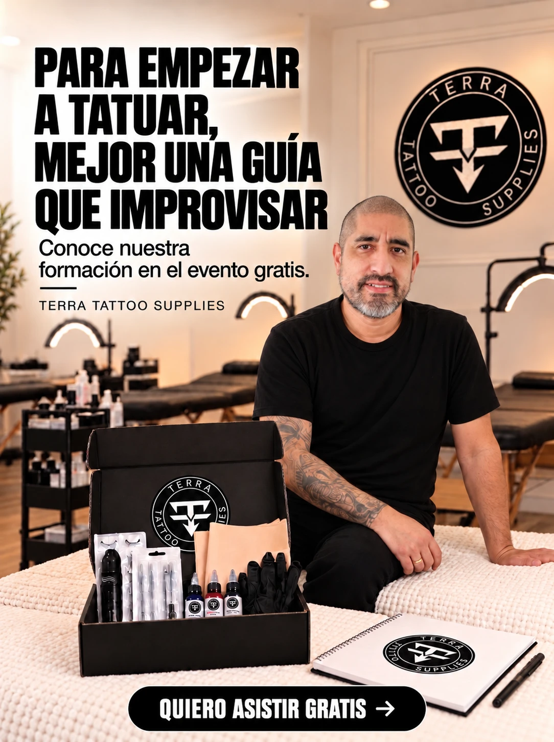 Jorder muestra el equipo de tatuaje para empezar, evento gratis en Hialeah