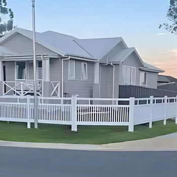 White Hamptons PVC picket front fence