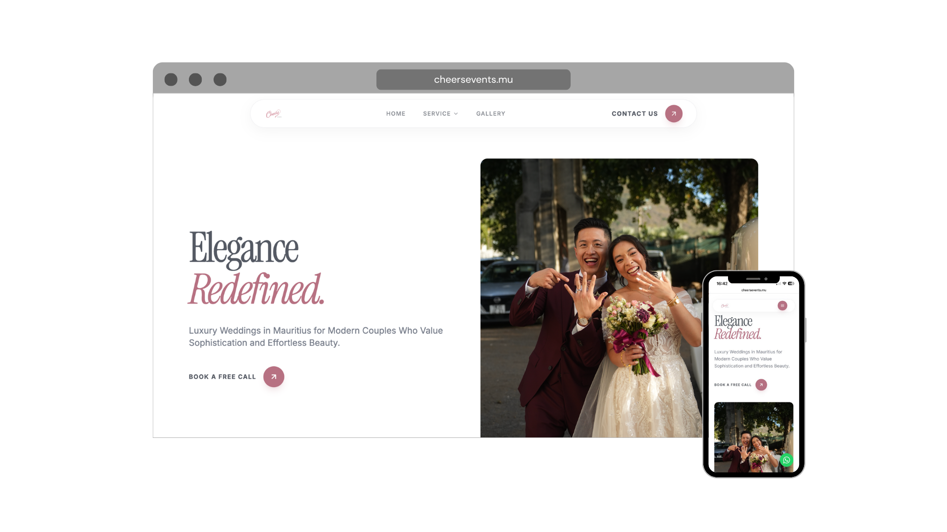 Cheers Events — Wedding website by Grandioz