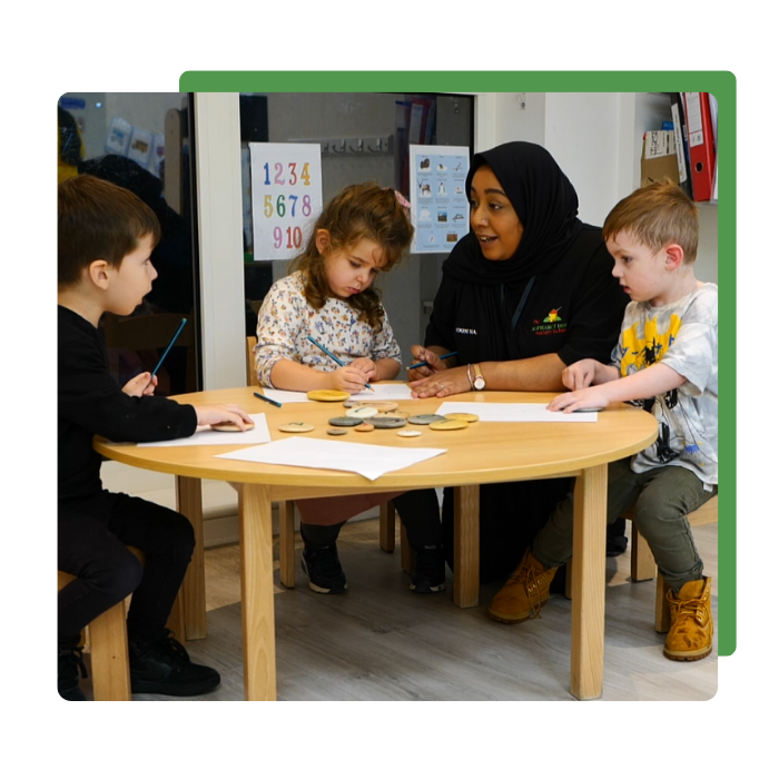 children with teacher a preschool
