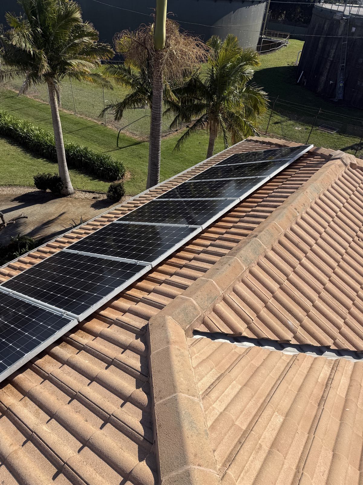 Solar panels after cleaning at a Shellharbour property, showing a cleaner surface