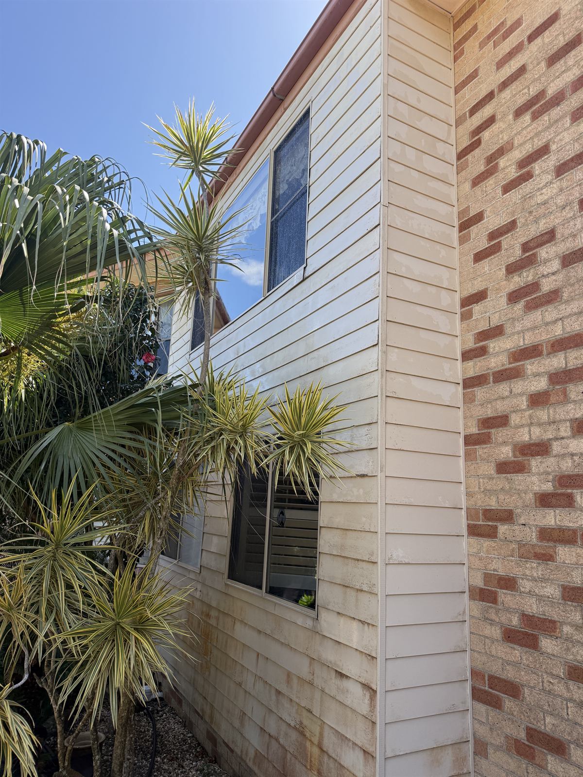 Exterior cladding after washing at a Shellharbour property, showing a cleaner finish