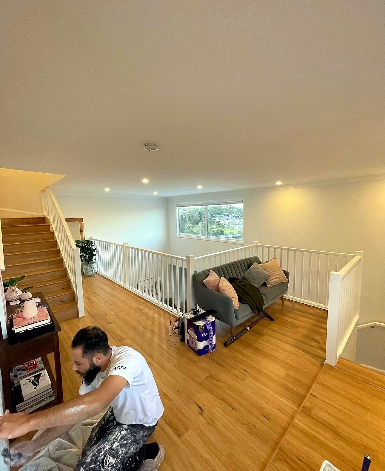 Painter preparing a staircase