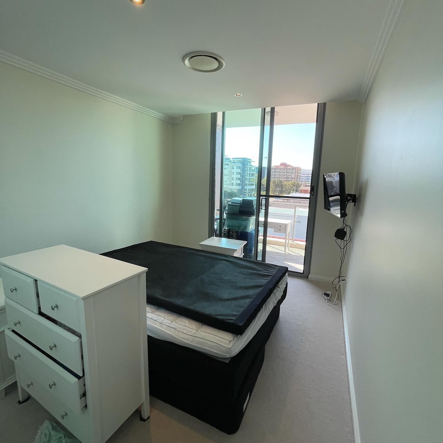 Bedroom freshly painted white